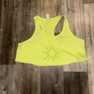 OFFLINE by Aerie Crop Tank Top Womens XL Neon Yellow Mesh Racerback Gym